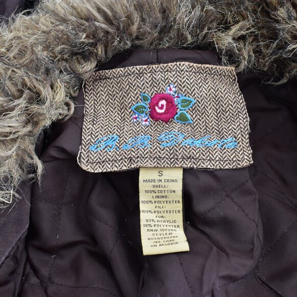 Women's BB Dakota Jacket with Snap On-Neck Faux Fur Liner SMALL Brown - Picture 14 of 15